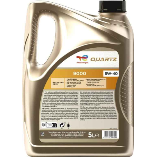 Huile moteur Quartz 9000 5W-40 Diesel 5L