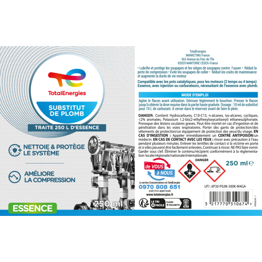 Additif substitut de plomb 250ml - E-Boutique TotalEnergies