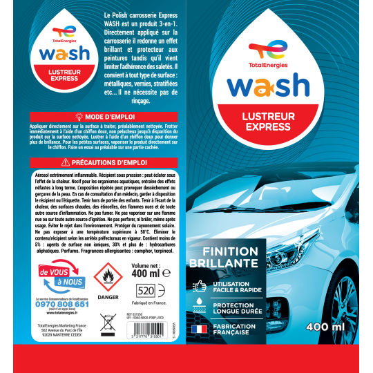 Lustreur express 400ml WASH - E-Boutique TotalEnergies
