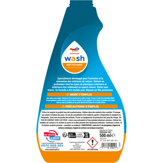Nettoyant pour les plastiques de voiture Wash