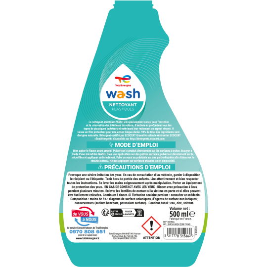 Nettoyant plastiques WASH ECOCERT