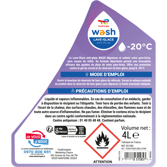 Lave-glace anti-pluie bidon 4L WASH